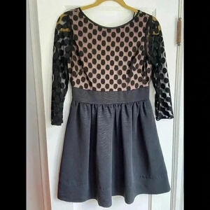 Eliza J Polka Dot Lace Fit and Flare Mini Dress - Size 6p